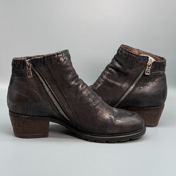 A.S.98 Airstep Womens 9.5 - 10 Metallic Gold Black Zip Bootie Boot Retro Vintage - Picture 6 of 12